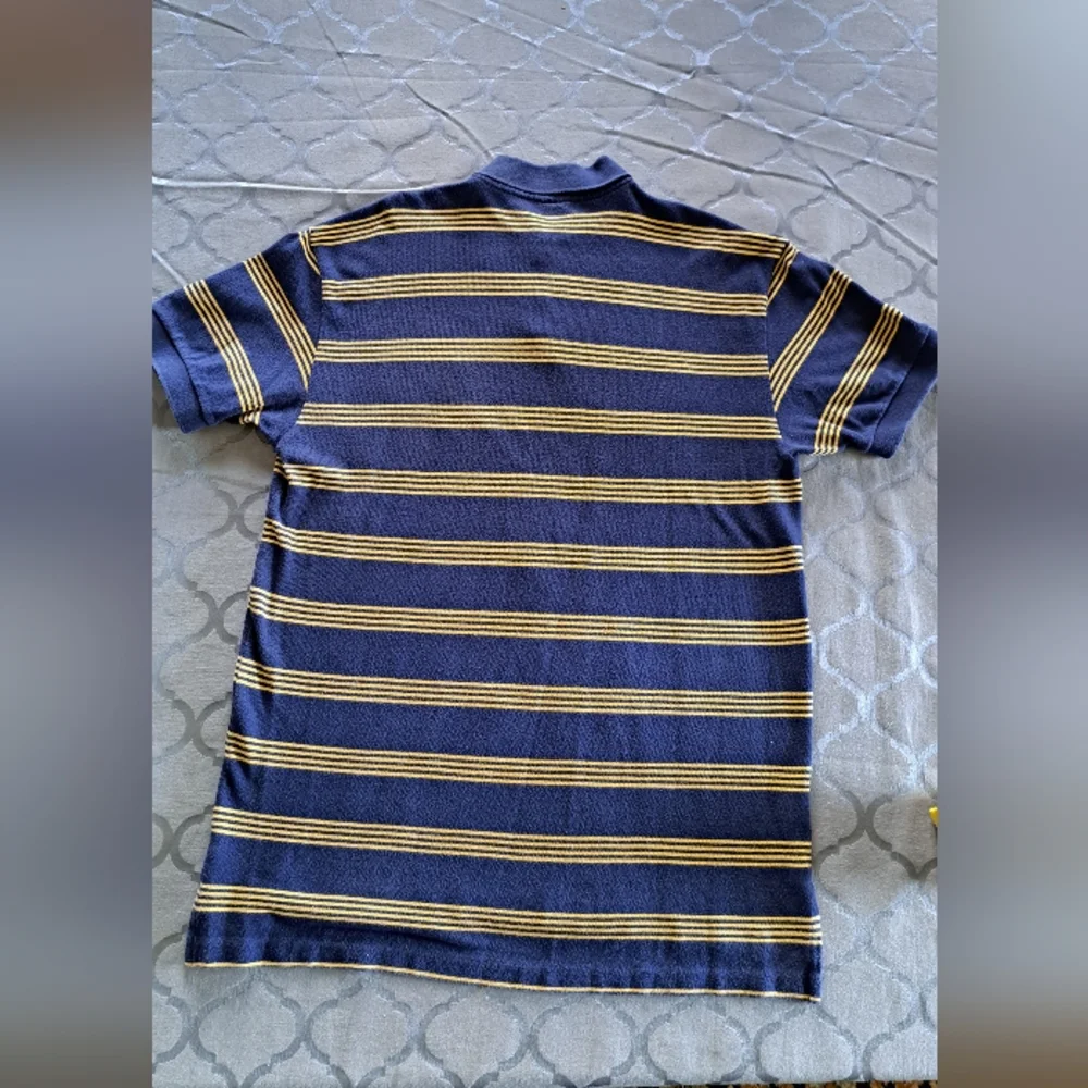 VTG 90s Ralph Lauren Navy with Yellow Stripe Cotton Polo Men's L
